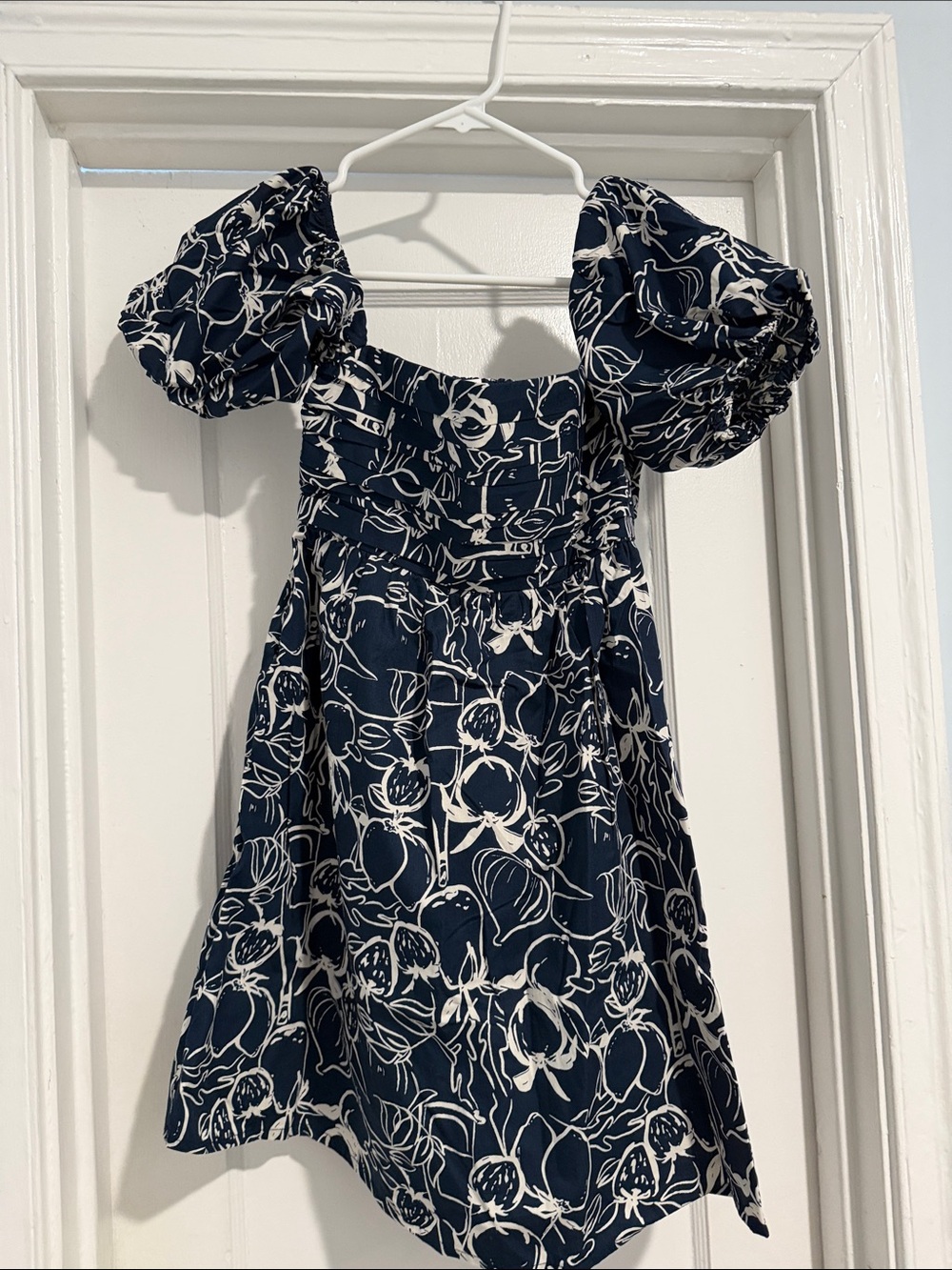 Abercrombie off the shoulder smocked navy romper dress